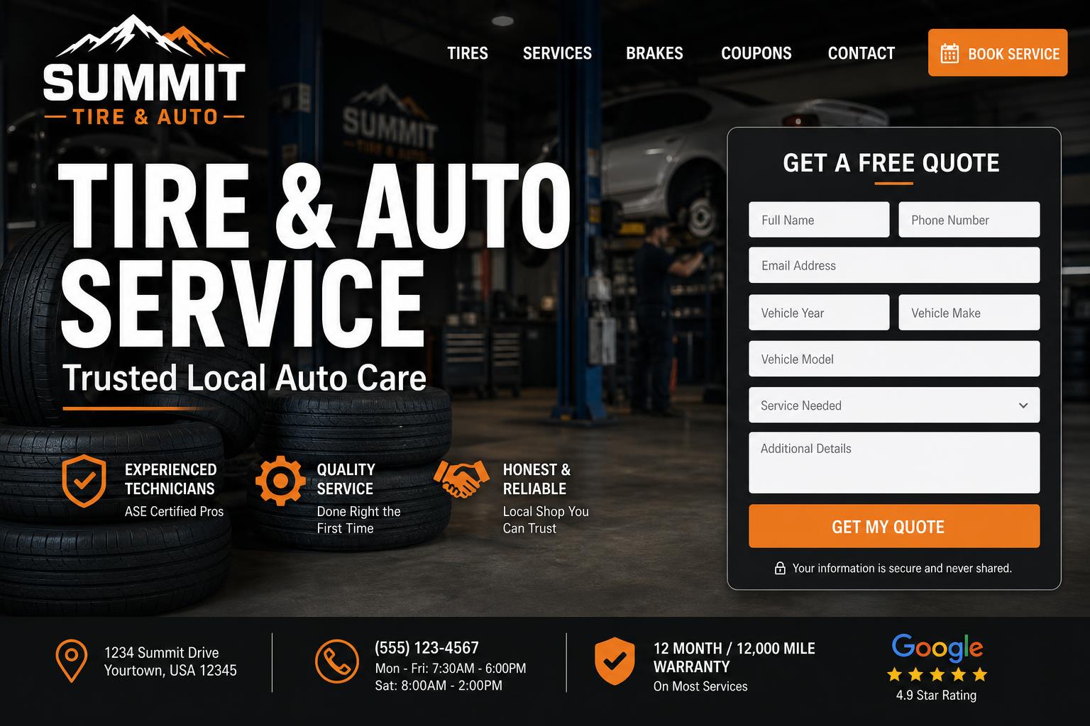 Summit Tire & Auto template preview